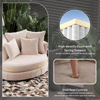 54.9''W Oversized Accent Barrel Chair, Upholstered Chenille Comfy Couch Sofa with 5 Pillows for Bedroom, Living Room, Apartment, Studio, Wheat.