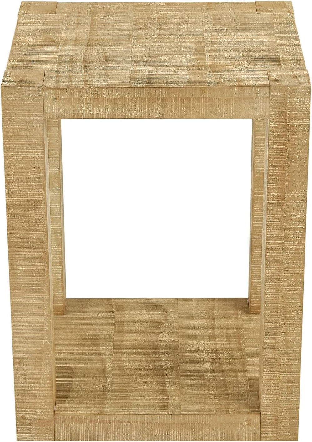 Rectangular Side Table with Shelf, Natural Wood End Table for Living Room wit...