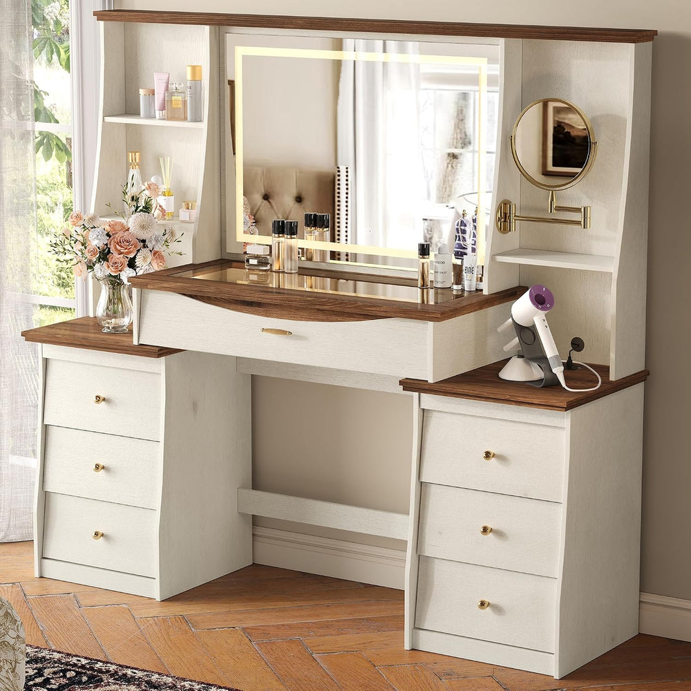 STO'SENSE Makeup Vanity Desk w/Mirror & Lights, 54" Large Vanity...