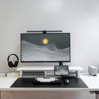 Raico Desk Cockpit Shelf Monitor Stand System Dual Screen Setup Wood Large Desk Accessory Organizer Unit (Matte White, Medium v2 | 36 Inches)