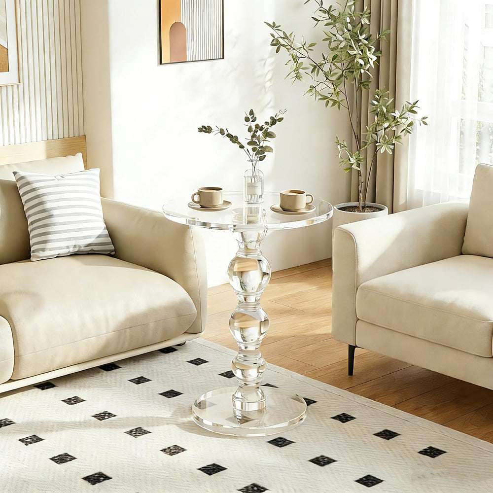 Acrylic Side Table, Acrylic end Table, Clear Small Round Side/End Tables with...