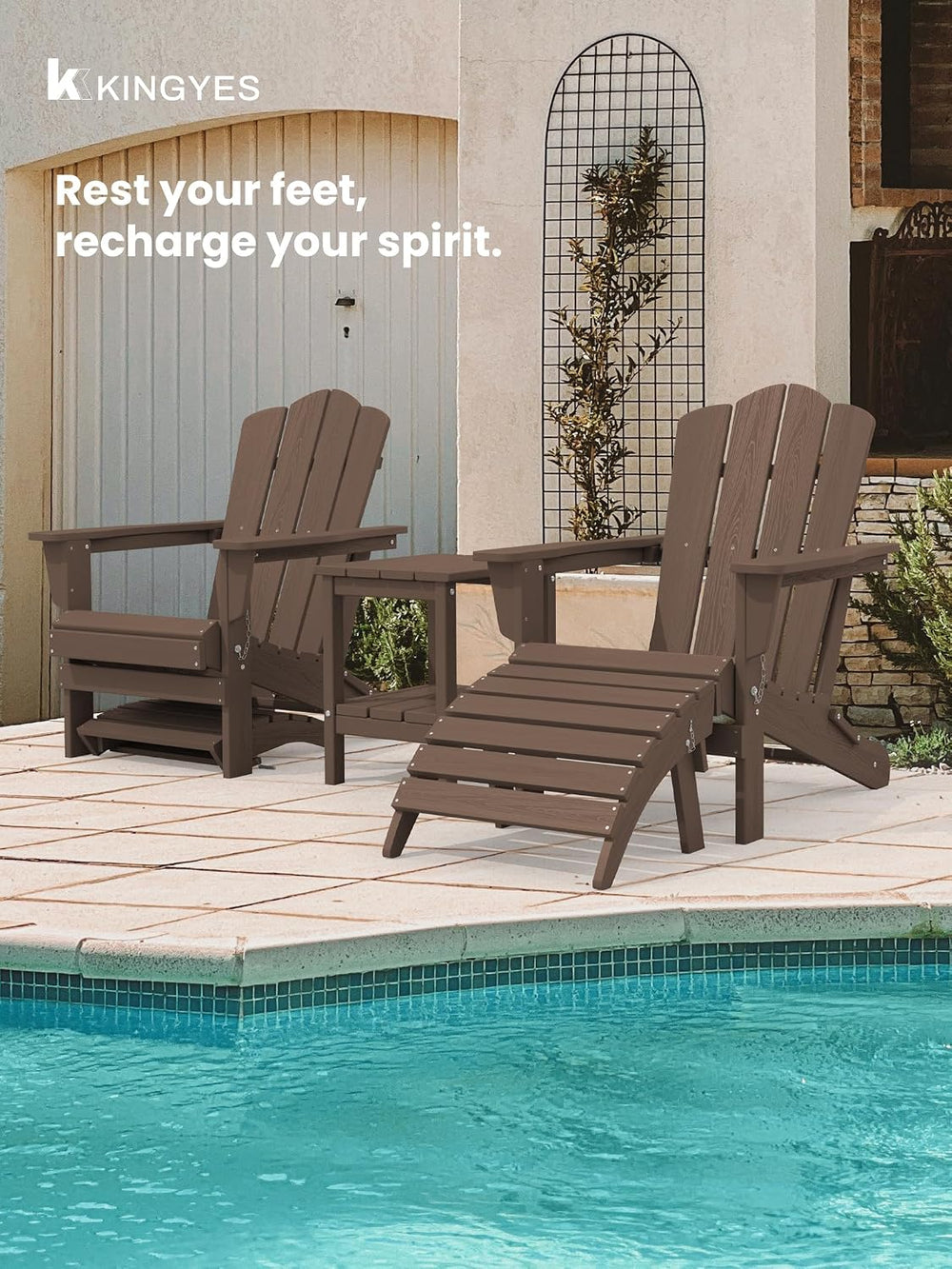 Folding Adirondack Ottoman for Adirondack Chair, Brown