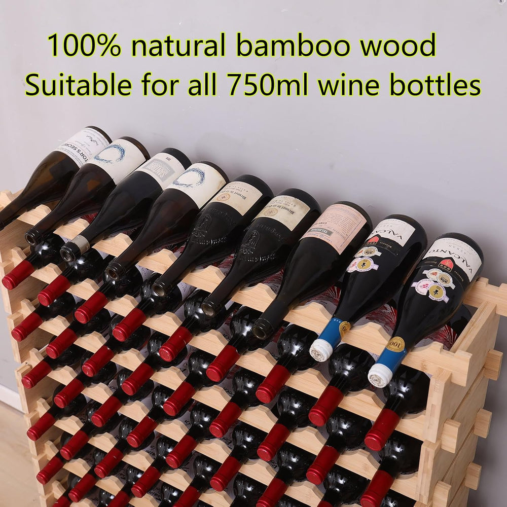72 Bottle Stackable Storage Modular Wine Rack Cabinet Bamboo freestanding Flo...