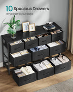 SONGMICS BELLAH Collection - Dresser for Bedroom, Chest of Drawers, TV Stand for TVs Up to 55 Inches, Living Room, Closet, 10 Drawers, Modern, Ink Black ULGS333BH02S