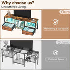 TV Stand for 65 Inch TV, LED Entertainment Center with Fabric Drawers and Power Outlets, Modern Industrial TV Media Console for Living Room, Bedroom Storage Cabinet - 59'' Rustic Brown