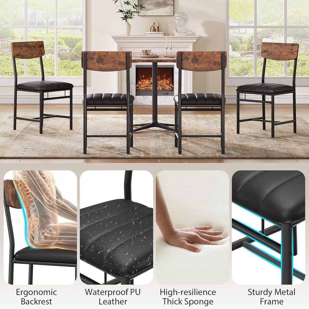 Jocoevol Industrial Dining Chairs Set of 4 - Upholstered Dining Room Chairs w...