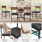 Industrial Dining Chairs Set of 6 - Upholstered Dining Room Chairs with PU Leather, Kitchen Chairs with Wooden Backrest and Thickened Metal Legs, for Dining Room, Living Room (6, Vintage)