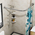 Stretchable 304 Stainless L Shaped Bathroom Bathtub Corner Shower Curtain Rod Rack, Drill Free Install, for Bathroom, Clothing Store, Private space(24"-53" x 24"-53", Maximum size 69'')