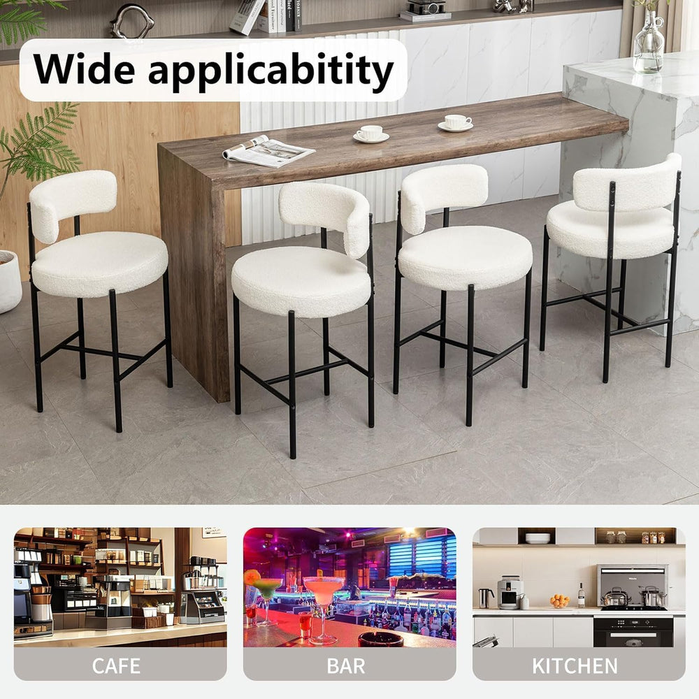 Canxkun Boucle Bar Stools Set of 2, 24" Modern Counter Stools with Backs...
