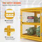 VEVOR Horizontal Cylinder Storage Cabinet, 4 Cylinder Capacity, 31x30x35 inch Propane Storage Cage, Gas Cylinder Cabinet with Yellow Powder Coat Finish