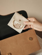 6 Pcs Jewelry Bags Clear Mini Pouch Small Jewelry Pouches for Traveling Leather Portable Travel Jewelry Organizer and Storage Bag for Earrings, Necklace, Beige