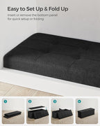 SONGMICS MAZIE Collection - 43 Inches Folding Storage Ottoman Bench, Ottoman Foot Rest, End of Bed Bench, Storage Chest, Load 660 lb, for Living Room, Bedroom, Entryway, Ink Black ULSF077B01