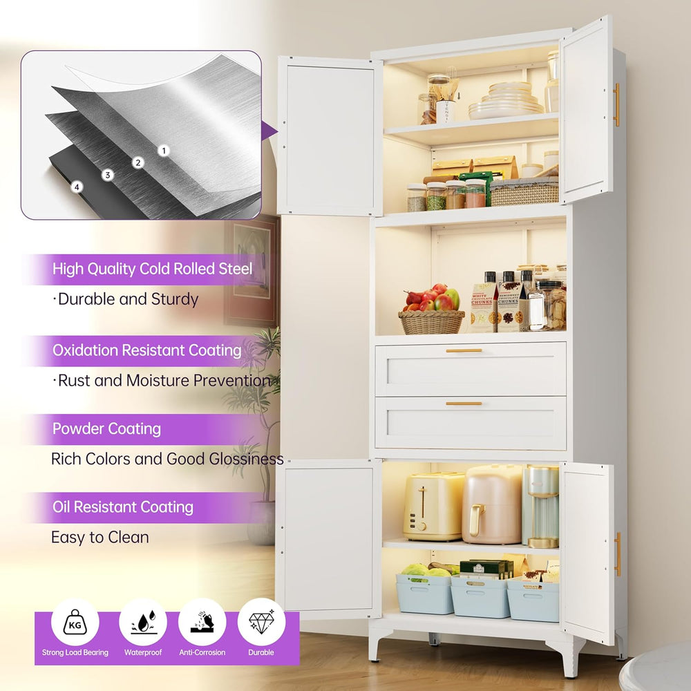 75" Tall Food Kitchen Pantry Cabinet,Tall Bathroom Storage Cabinet with ...