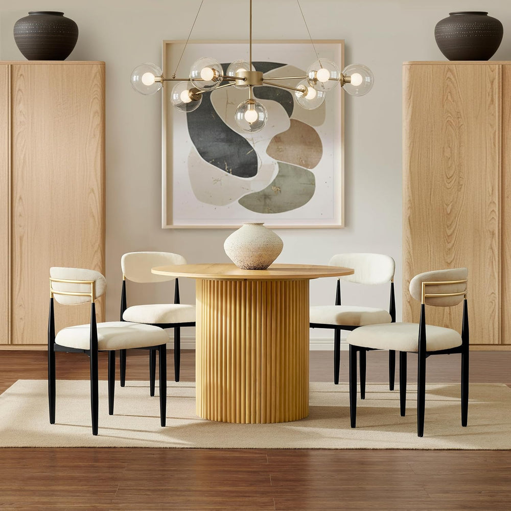 Morden Fort White Set of 2 Armless Upholstered Chenille Dining Chairs with Bl...