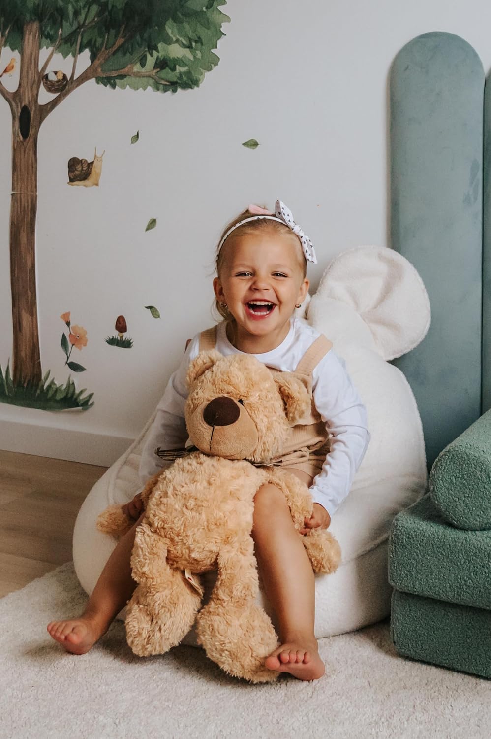 Gutekissen® Kids Bean Bag Chair “Miki” with Ears – Soft Montessori Floor Cushion for Toddlers and Children’s Room (Beige, 27x27x20 Inches)