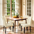 CHUN YI Dining Chairs Set of 4, Faux Leather Dining Room Chairs, High Back Upholstered Parsons Chairs for Dining Room Kitchen Side Chair with Sturdy Wood Legs, Cream (Only Chair)