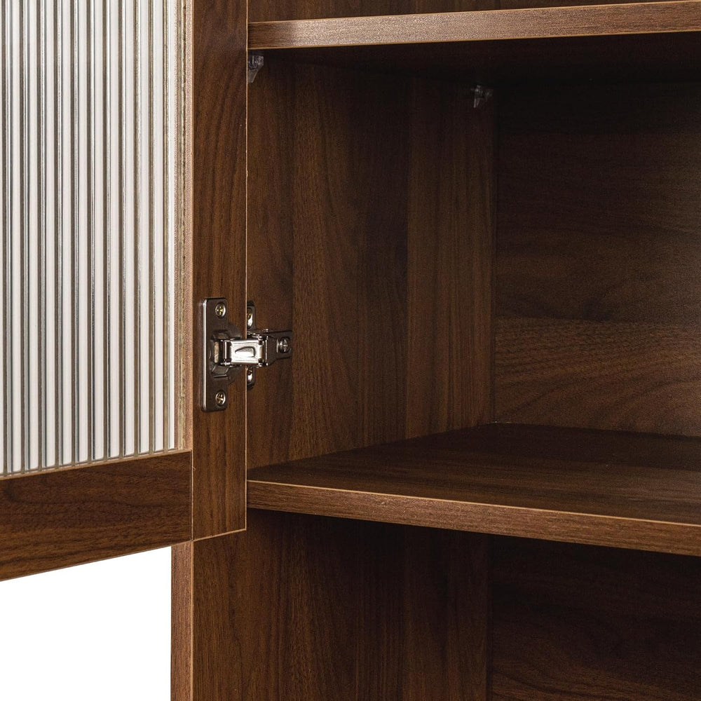 Pantry Cabinet 70 Inch Tall Kitchen Storage Cabinet with Glass Door, Freestan...