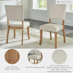 Signature Design by Ashley Rybergston Casual Stain Resistant Upholstered Solid Wood Dining Chair, Set of 2, Beige & Light Brown