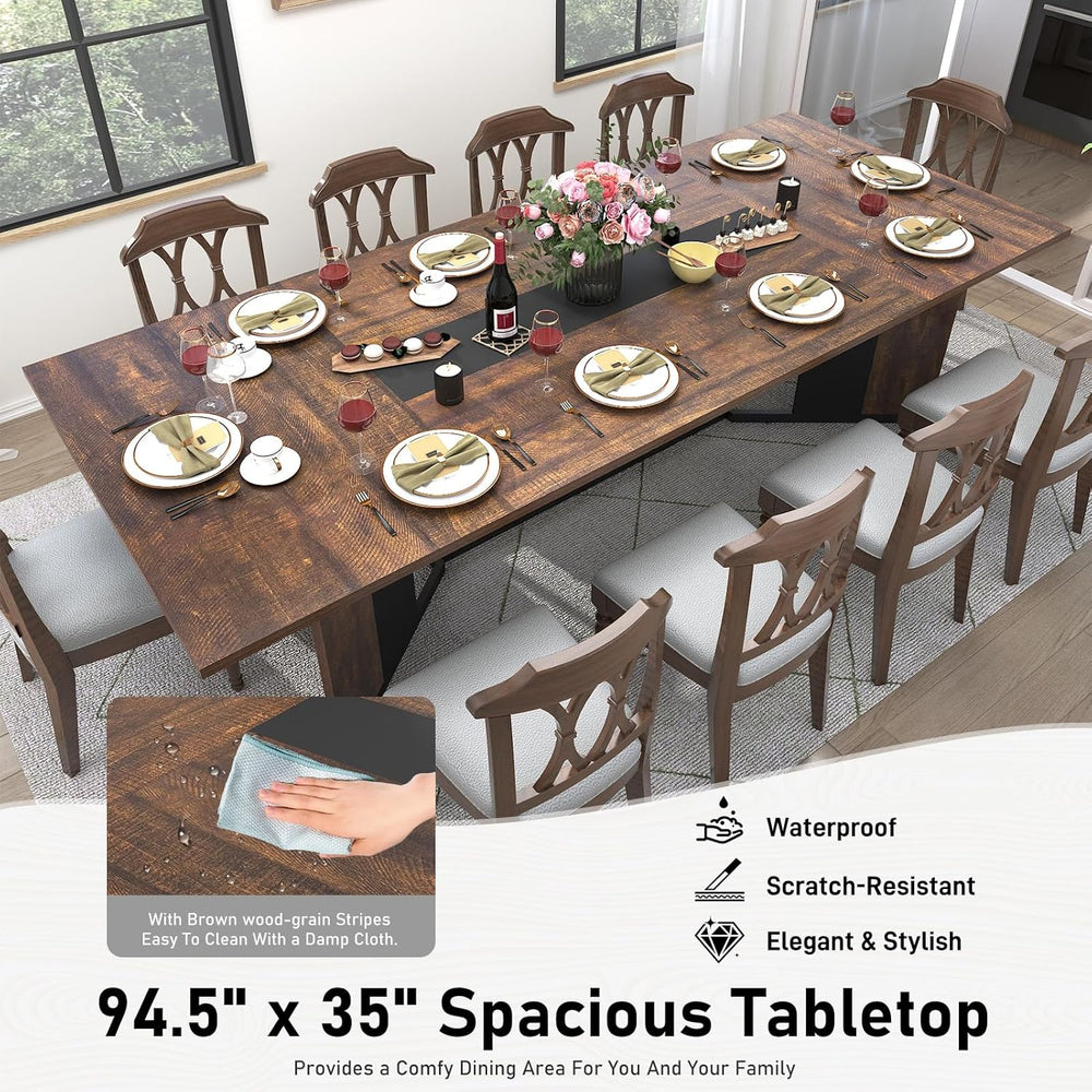 Hlivelood 94Inch Large Dining Table for 8 10 People,Wooden Rectangular Kitche...