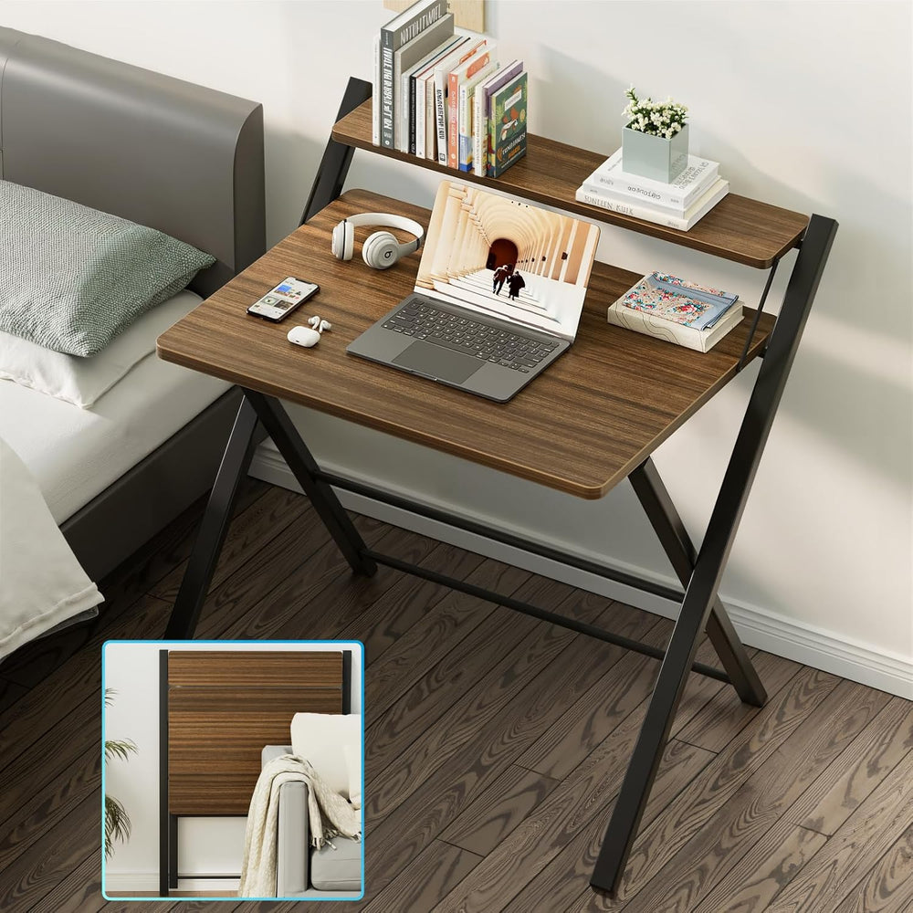 GreenForest End Table Portable Small Desk, Walnut
