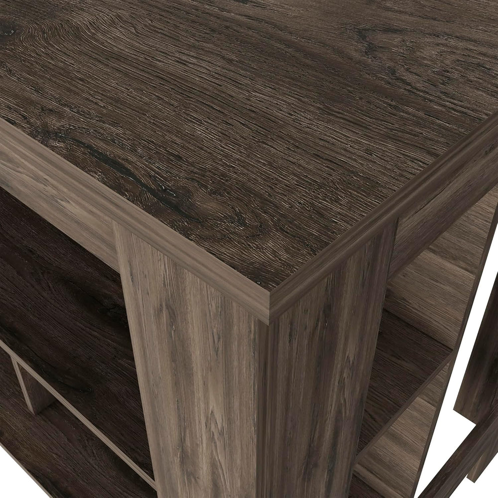 Kitchen Island with Four Legs and Three Shelves in Dark Brown | Three storage...