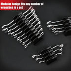 48 pcs MAGNETIC Modular Wrench Organizers for Tool Drawers - Wrench Rack with Metric&SAE Labels, Perfect Tool Storage Holder with Magnet. Gift for father, brother and boyfriend (Black with Magnets)