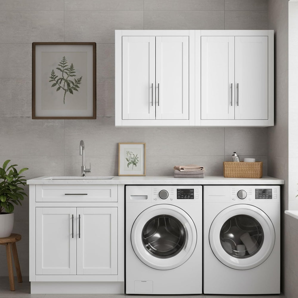 Crosley Furniture Savannah 2-Piece Wall Storage Cabinet, Cabinets for Laundry...