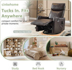 cinkehome Swivel Rocker Recliner, Glider Rocker Recliner Chair for Nursery, Manual Reclining Chair with Heated Massage, Small Spaces, Living Room, Faux Leather Brown