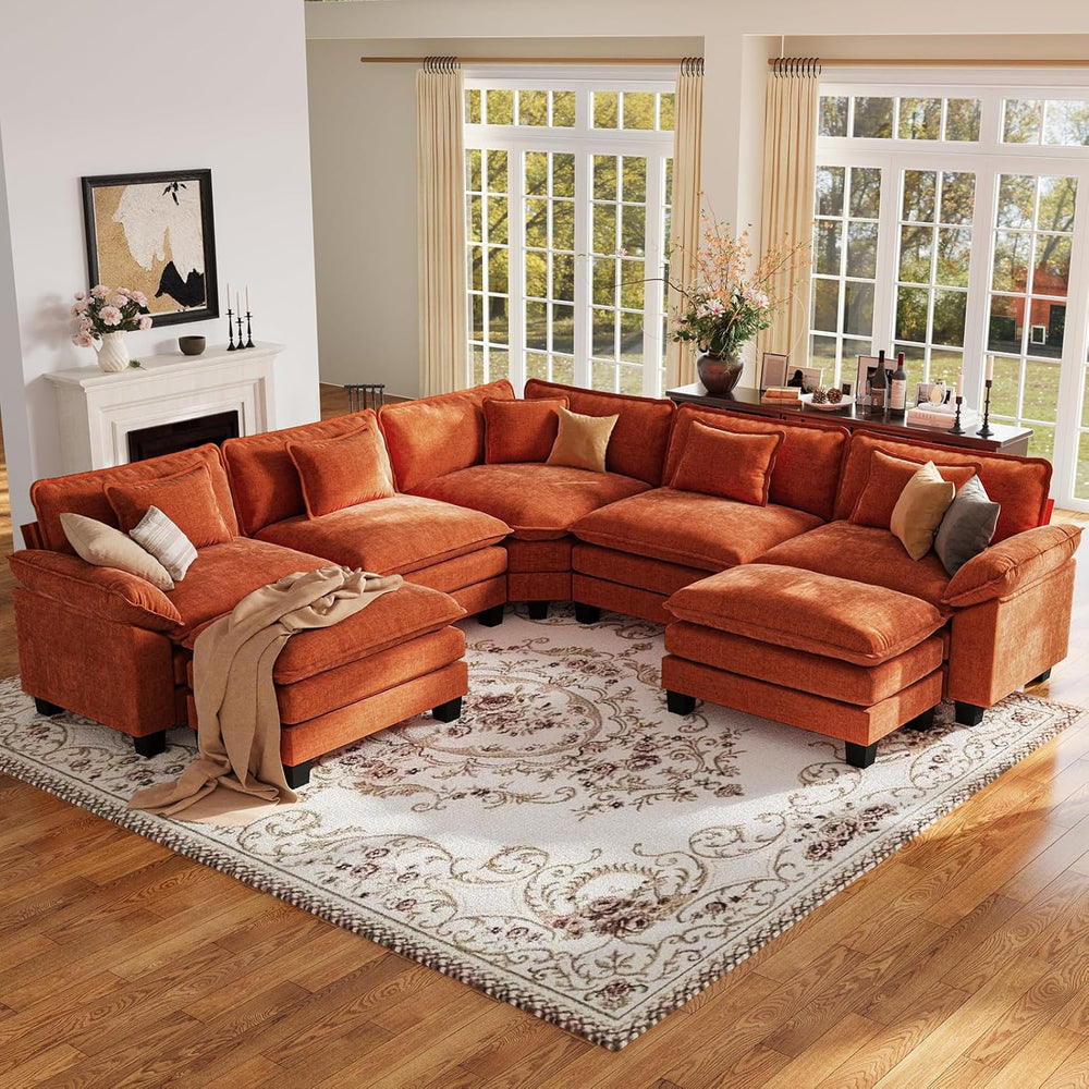 CDCASA 117" Oversized Modular Sectional Sofa with Corner, Comfy V-Shaped...