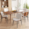 Dining Chairs Set of 6, Mid Century Modern Dining Room Chair, Upholstered Faux Leather Kitchen Chairs with Walnut Bentwood Back and Metal Legs for Kitchen Dining Room Living Room, White