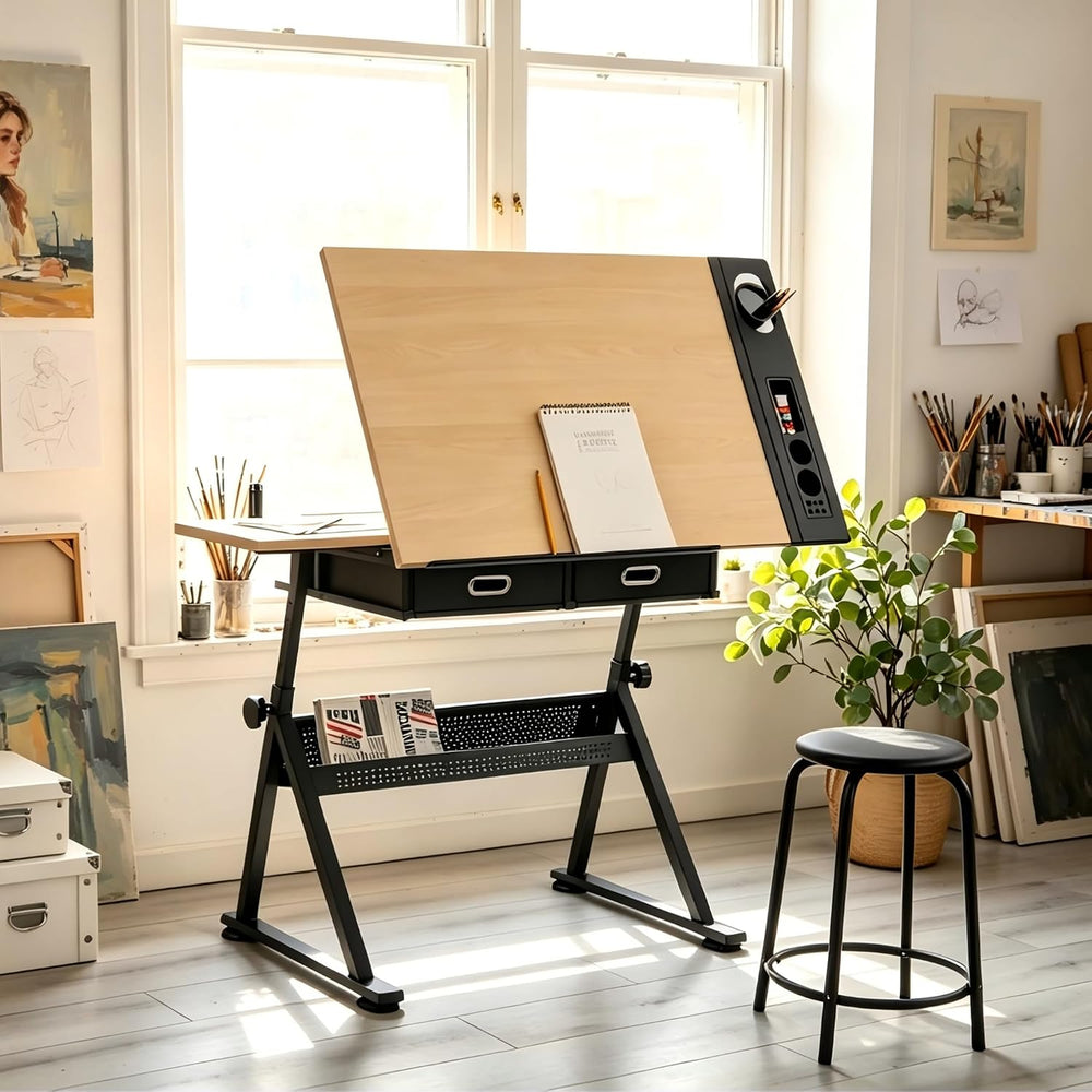 Garvee Height Adjustable Drafting Table, 0-75° Tilting Tabletop | Drawing Tab...