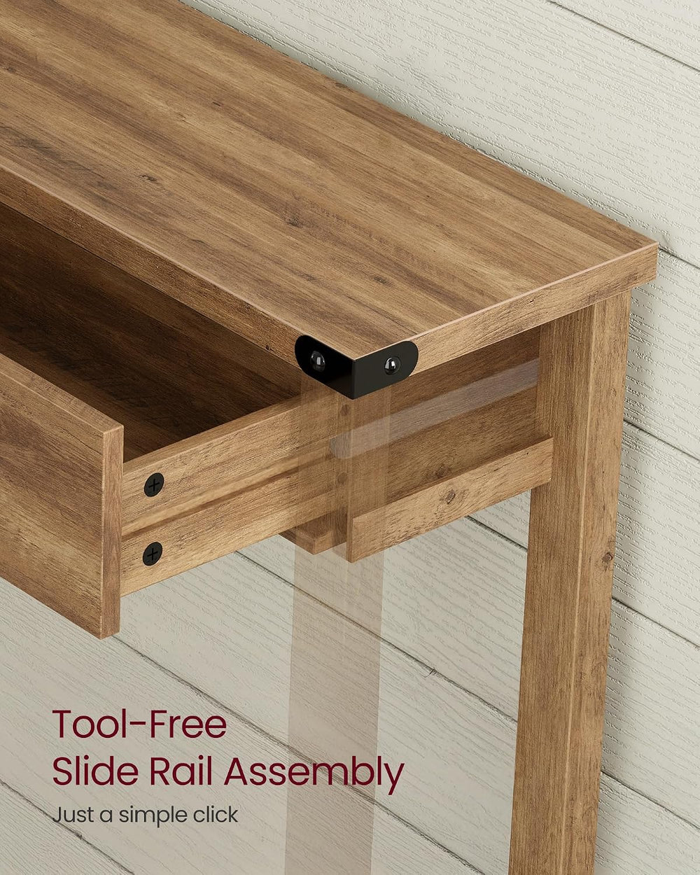 VASAGLE LIRY Collection Narrow Console Table with 3 Drawers, Brown | Sofa Tab...
