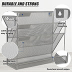 EASEPRES Desk File Organizer Mesh 4-Tier, Hanging Wall Mount Document Organization Stand, Desktop Vertical Mail Paper Folder Holder Rack with Bottom Tray for Office Home Cubicle Countertop, Gray