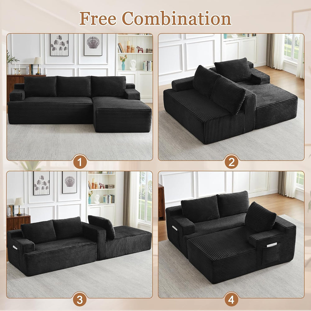96" Sectional Sofa Cloud Couch with Deep Seat, Modern L-Shape Compressed...