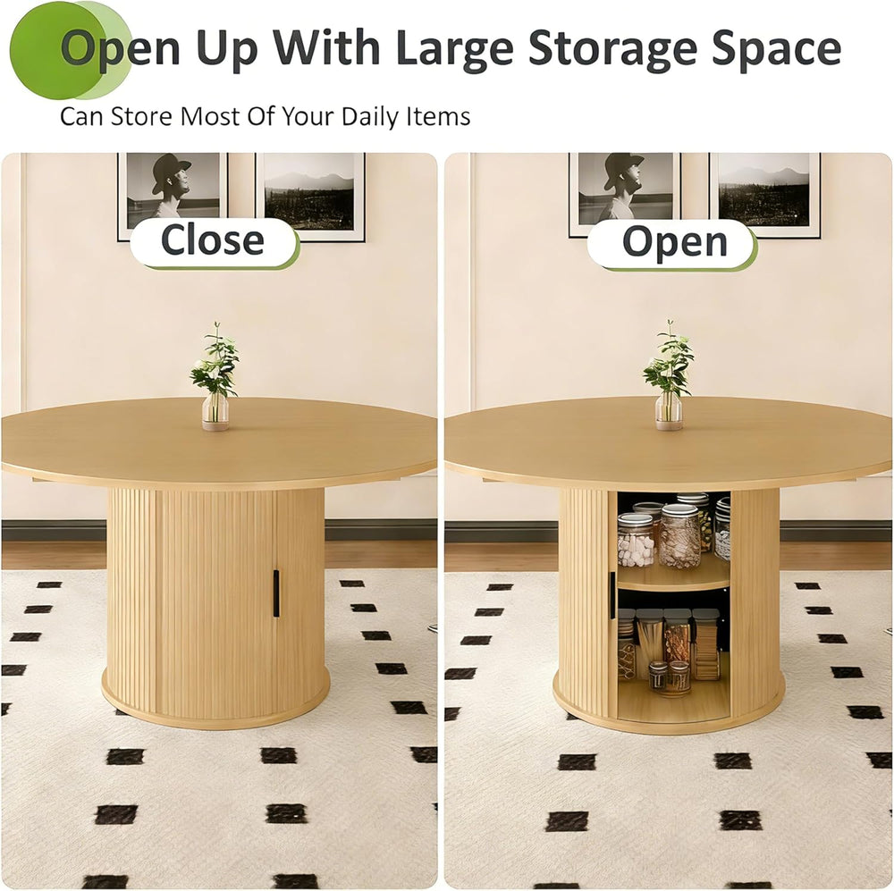 Wildhome Extendable Round Dining Table for 2-4-6, 59 Inch Dining Room Kitchen...