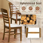 Giantex Wooden Dining Chairs Set of 4, Upholstered Kitchen Side Chairs w/Rubber Wood Frame & High Ladder Back, Padded Seat, Farmhouse Armless Dinette Chairs for Dining Room, Living Room