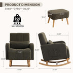 HCHAIRH Rocking Chair with Ottoman, Nursery Glider Rocker with High Backrest and Side Pocket, Teddy Rocking Accent Armchair with Solid Wood Legs for Nursery, Living Room, Bedroom Green