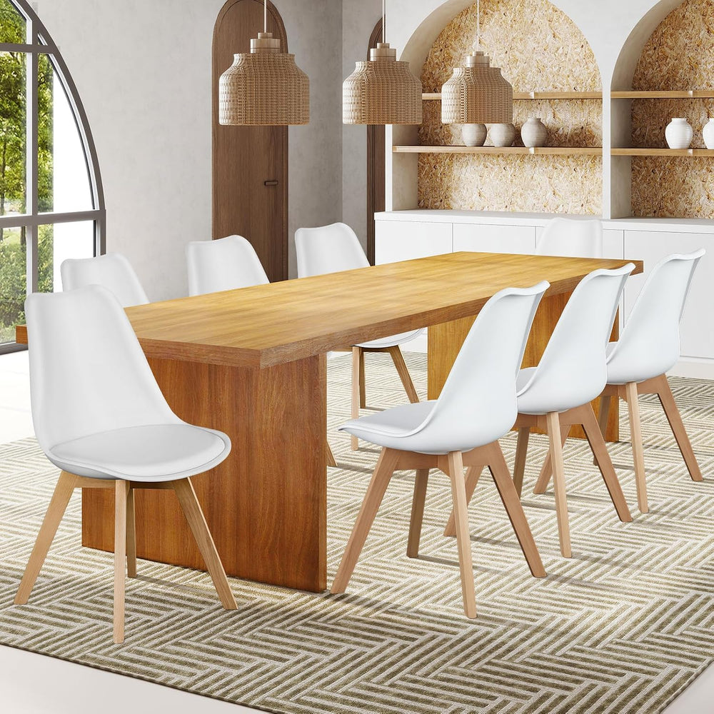 OLIXIS Modern Dining Chairs Set of 8, Plastic Kitchen Chairs with Wood Legs