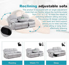 Recliner Sofa Set Couches for Living Room Chair Line Fabric Living Room Furniture Sets, Adjusted Loveseat Reclining Couch Furniture Sofa Set for Theater Seating, 3-Seater, Grey White