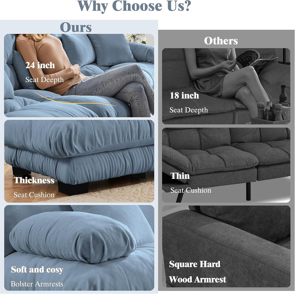 Oversized Modular Velvet Sectional Cloud Sofa Couch with Movable Ottoman,Corn...