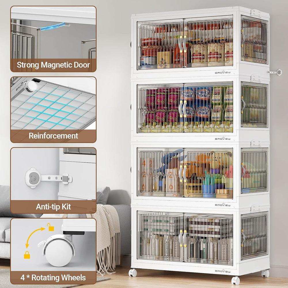 BROVIEW 90Gal Large Stackable Storage Bins with Lids, Plastic Closet Organize...