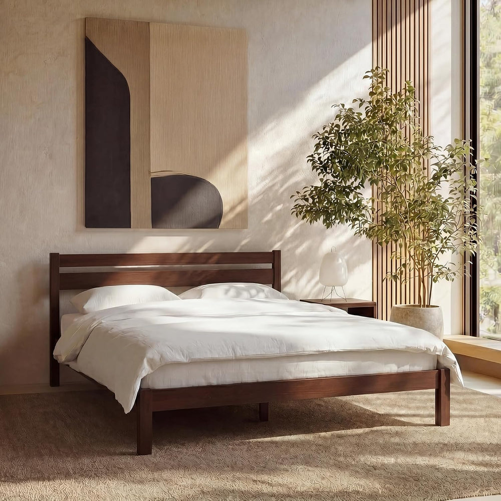 LIFEMENT Classic Wood Platform Bed Frame with Headboard, Essential, Noise Fre...