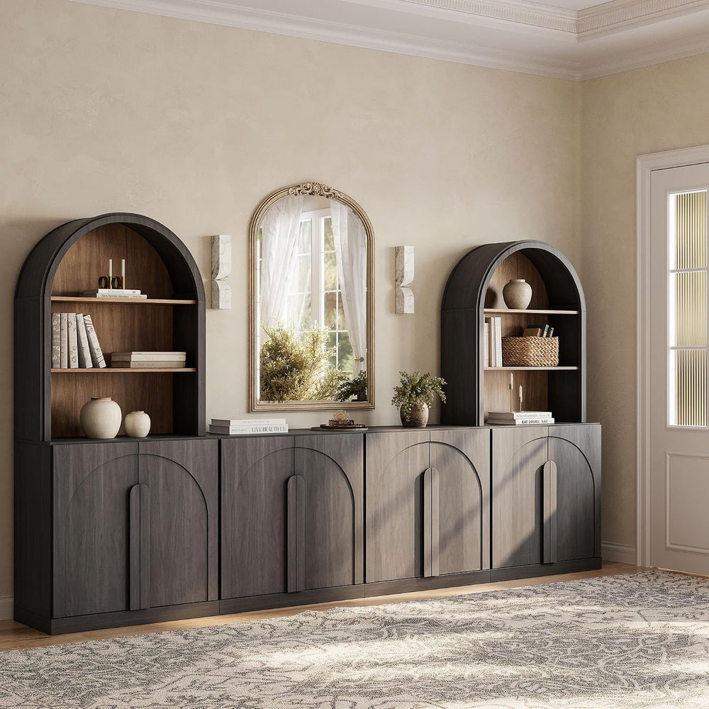 BELLEZE Bijou 126" Wall Unit 6-Piece Modular TV Stand - Ebony