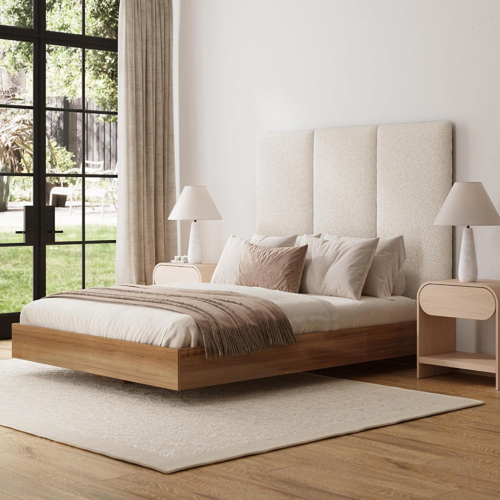 Nathan James Marissa Wall Mounted Upholstered Headboard, 3 Panel Headboard wi...