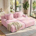 80'' Double Chaise Lounge Chair Indoor, Sofa with Cup Holders 4pcs Pillows | Luxanimarion Deep Seat Sofa with Cup Holders Oversized Boneless Bed for Living Room Bedroom, Corduroy Pink