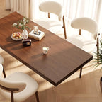 Kitchen Dining Chairs Set of 4 Modern Upholstered Leather Farmhouse Dining Room Chair with Metal Legs, Walnut/Beige