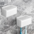 2 Pack Toothbrush Holder Wall Mounted with Cover for Bathroom, 2 Slots Toothbrush Storage Organizer for Shower, Self Adhesive Toothbrush Hanger Rack for Dorm, Cabinet (White)