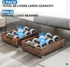 Under Bed Storage with Wheels, 2-Pack Under Bed Shoe Storage Organizer Drawer, Composite Wood Organizer for Shoes Clothes Containers in Bedroom for Clothes,Shoes(Brown)