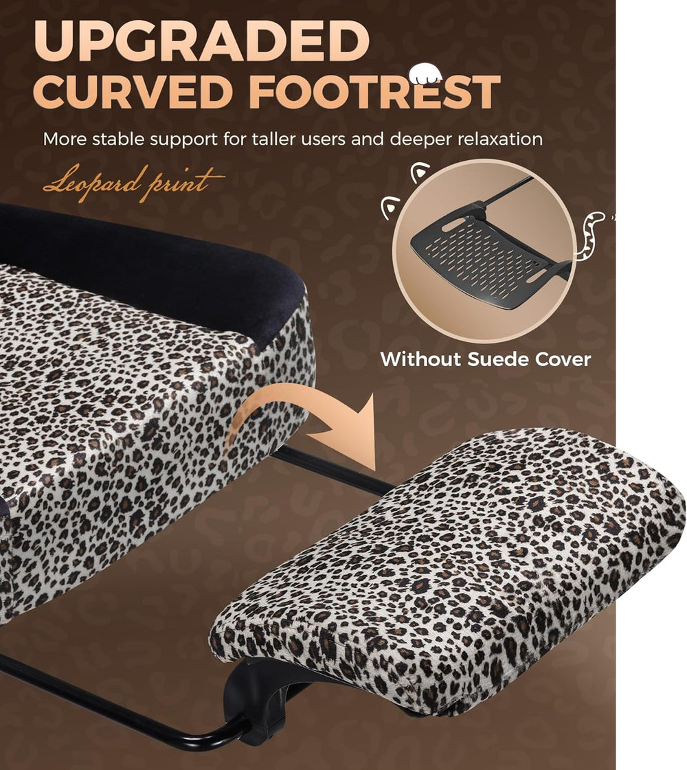 GTPLAYER Gaming Chair with Leopard Print Cat, Cute Velvet Fabric Ergonomic Of...