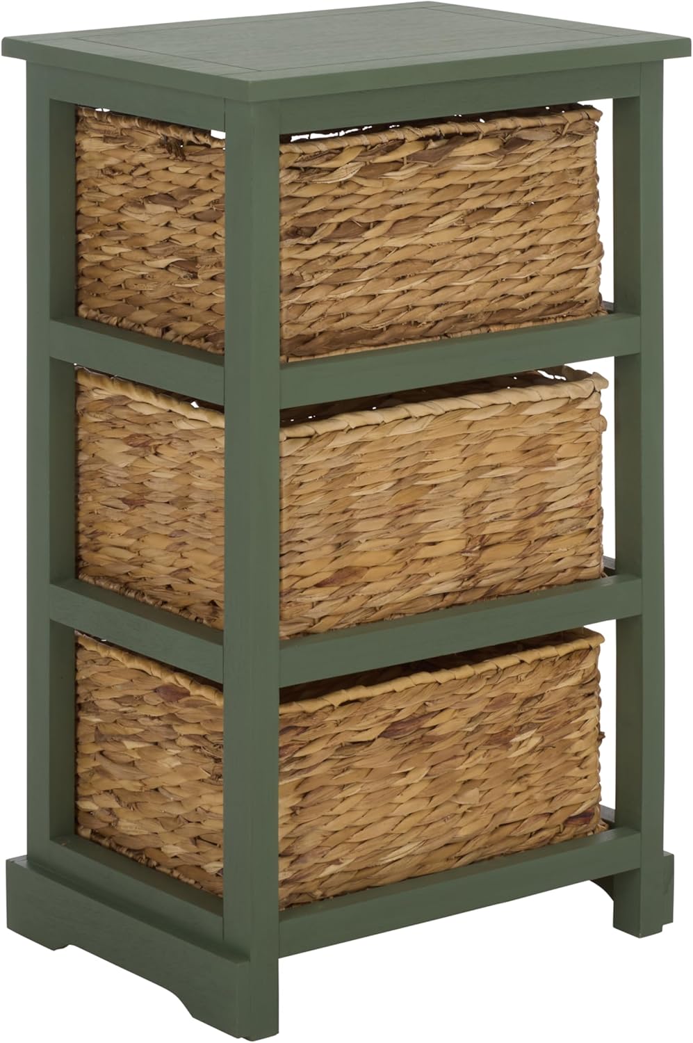 SAFAVIEH Furniture - Halle 3-Basket Side Table - Dusty Green - Solid Wood - C...